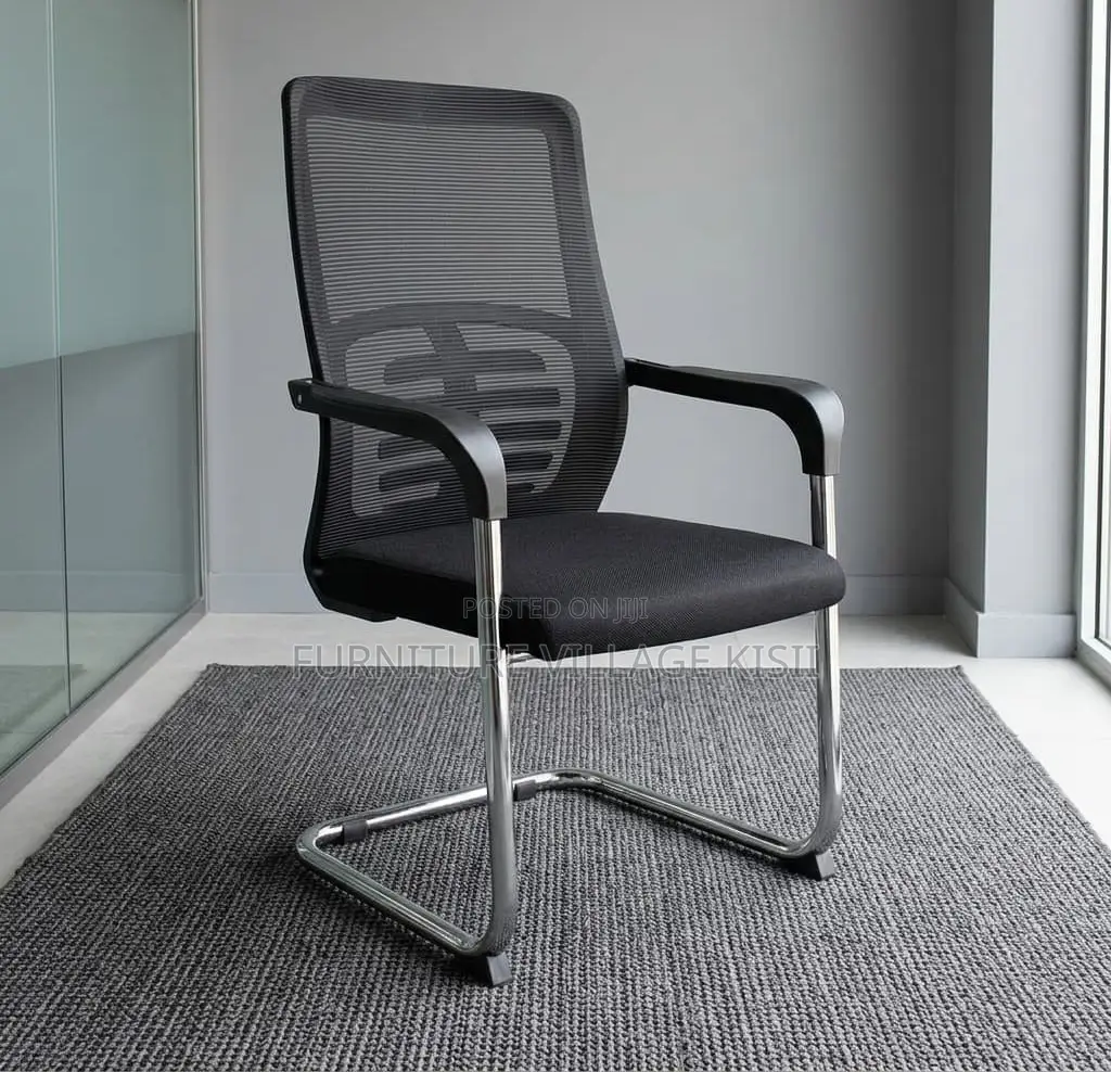 Office Chair; Black Mid Back Boardroom Seat