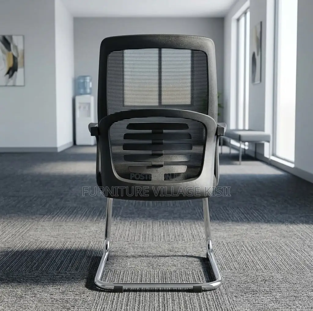 Office Chair; Black Mid Back Boardroom Seat