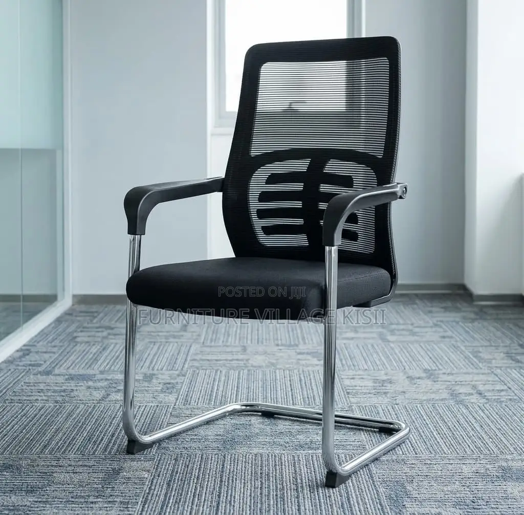 Office Chair; Black Mid Back Boardroom Seat