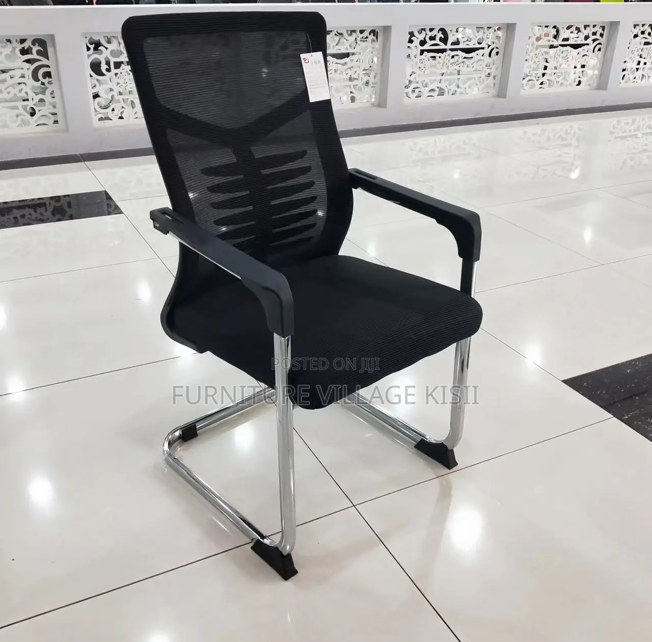 Office Chair; Black Mid Back Boardroom Seat