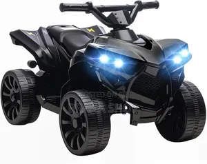 **Black Battery-Powered Electric Ride-on ATV Quad Bike **