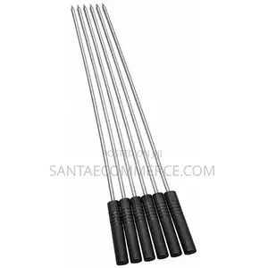 6Pcs BBQ Skewers Barbecue Grilling With Black Handles