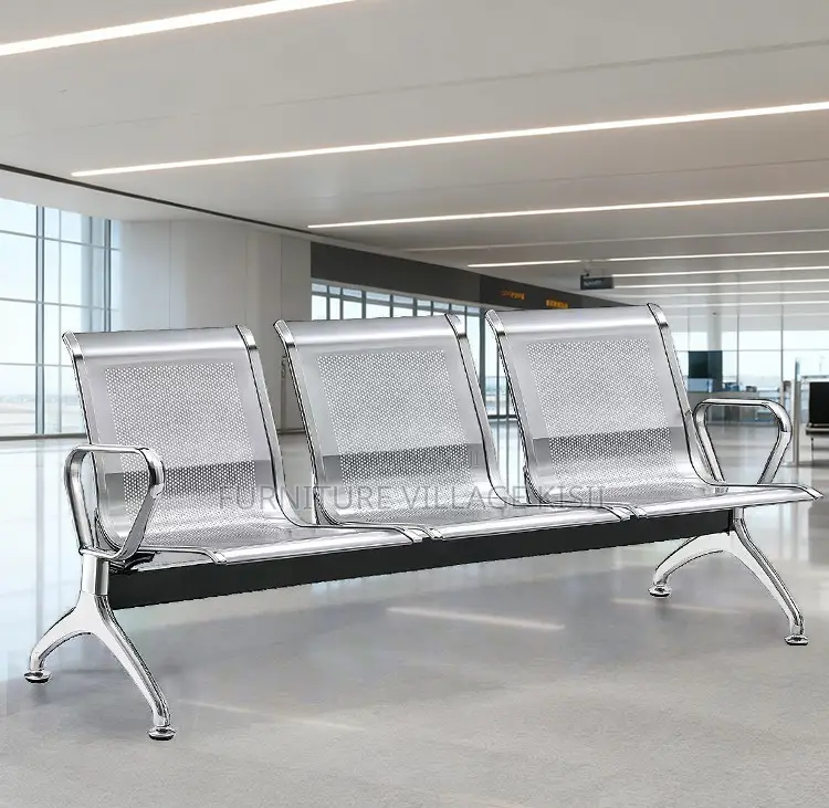 Office Bench ; 3-Link Unpadded Hospital Waiting Bench