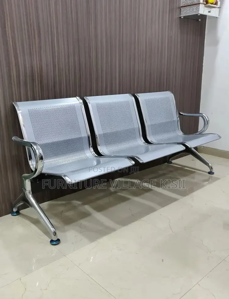 Office Bench ; 3-Link Unpadded Hospital Waiting Bench