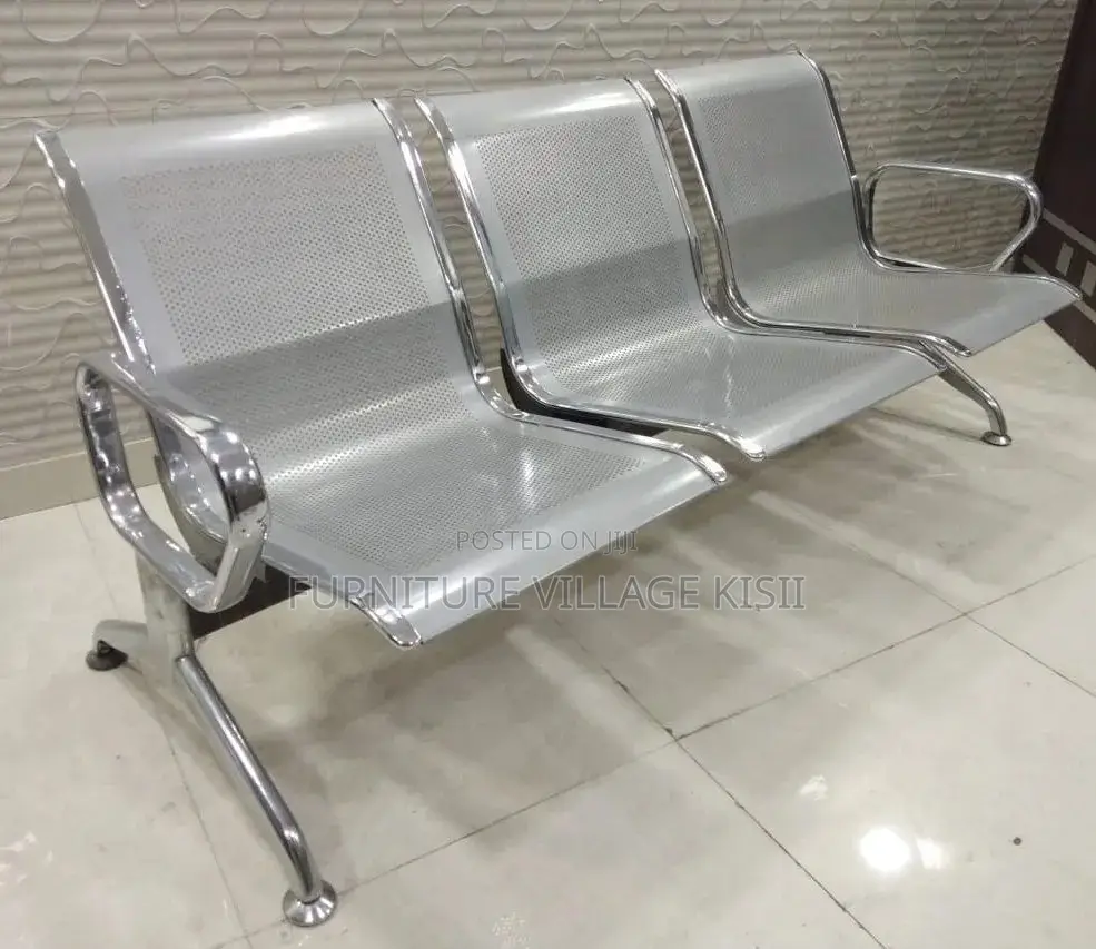 Office Bench ; 3-Link Unpadded Hospital Waiting Bench