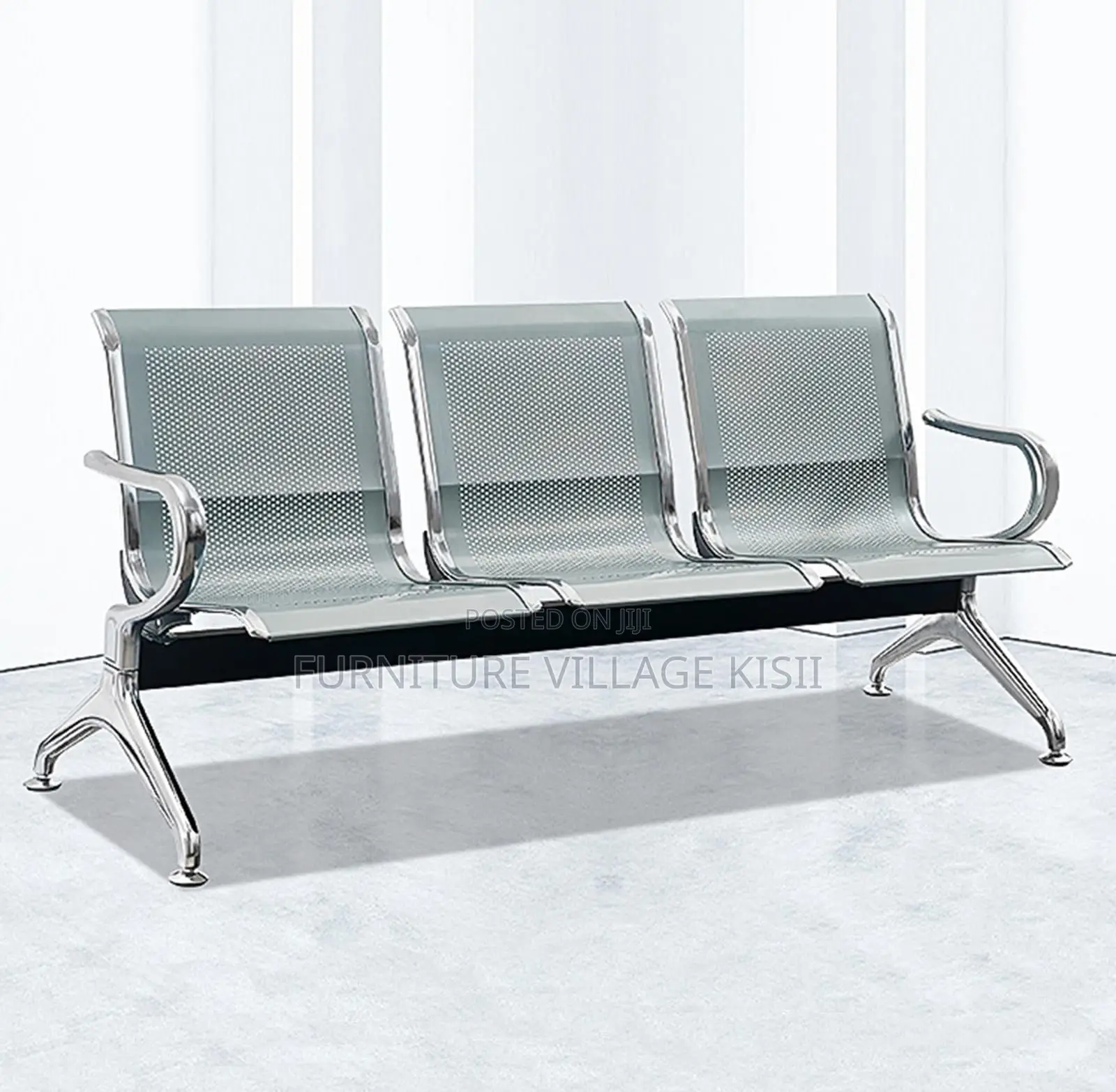 Office Bench ; 3-Link Unpadded Hospital Waiting Bench