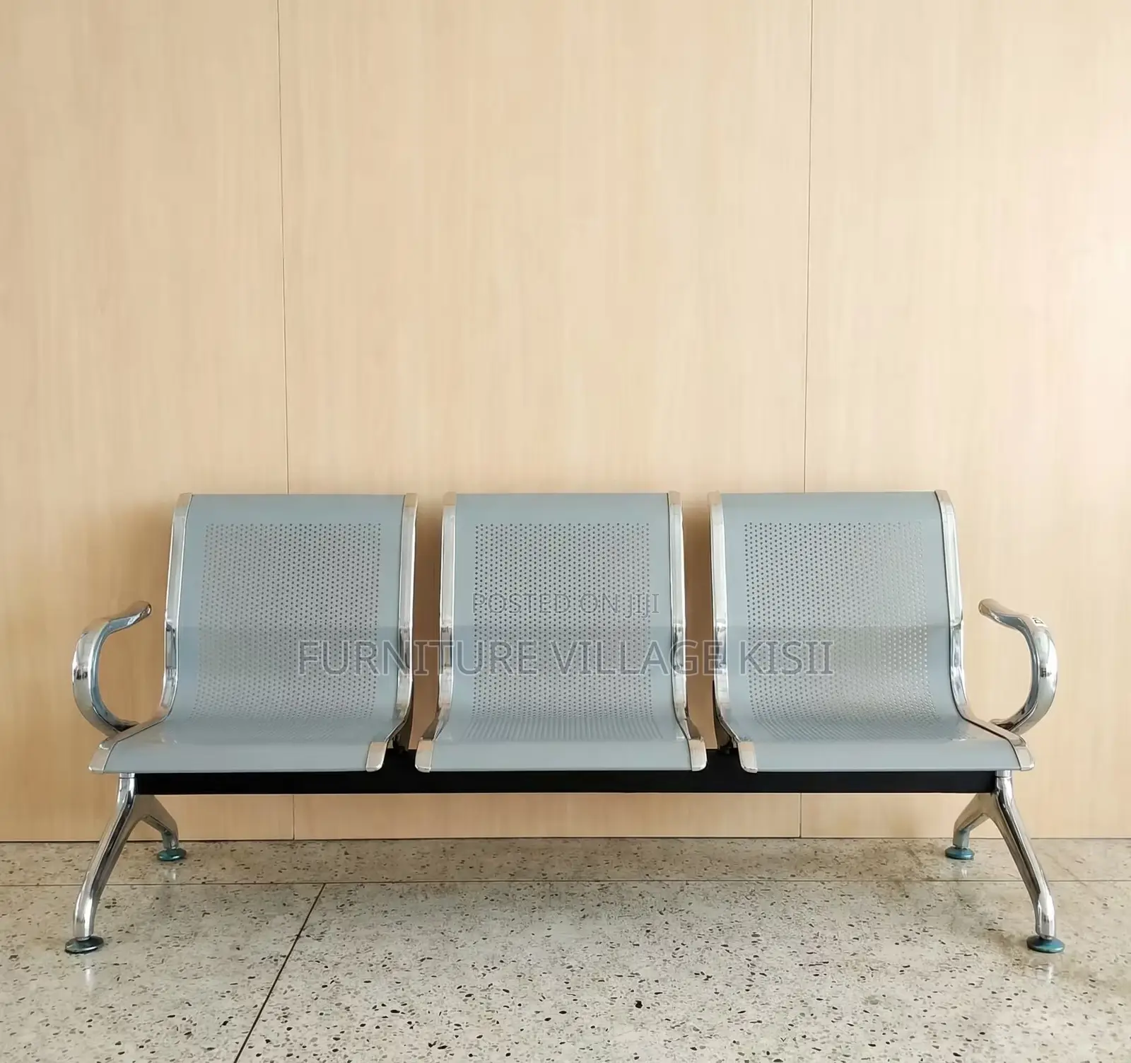 Office Bench ; 3-Link Unpadded Hospital Waiting Bench