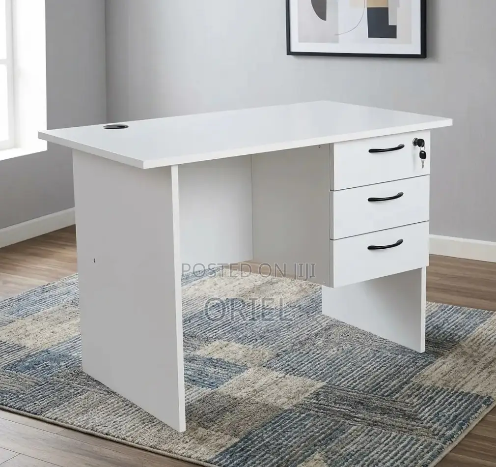 Office Study Desk : White 1.0M Study Desk