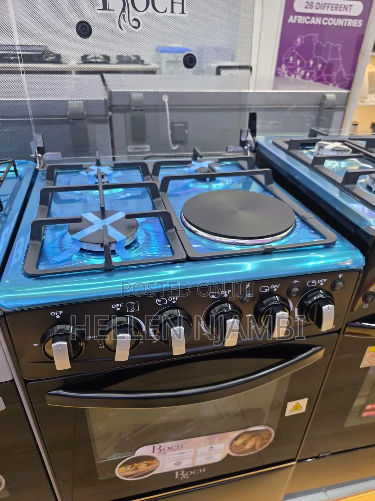 Roch Black 50×55 Standing 3+1 Cooker With Electric Oven
