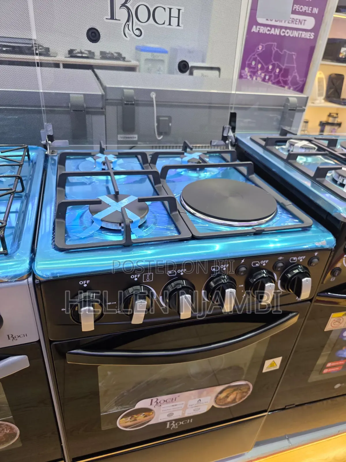 Roch Black 50×55 Standing 3+1 Cooker With Electric Oven