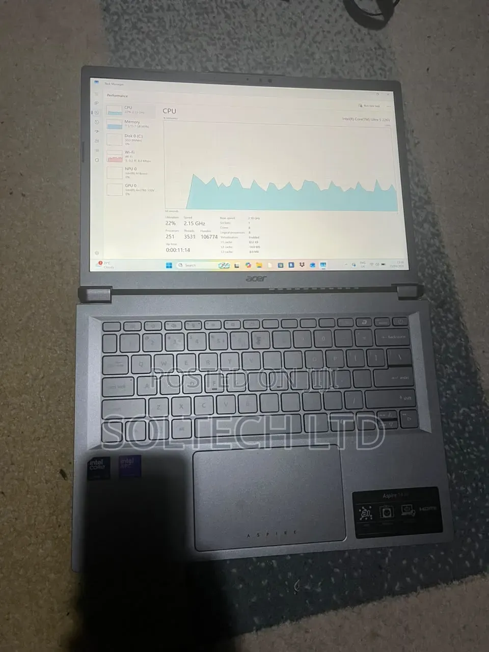 Laptop Acer Aspire 14 AI 16GB Intel Core Ultra 5 SSD 1T
