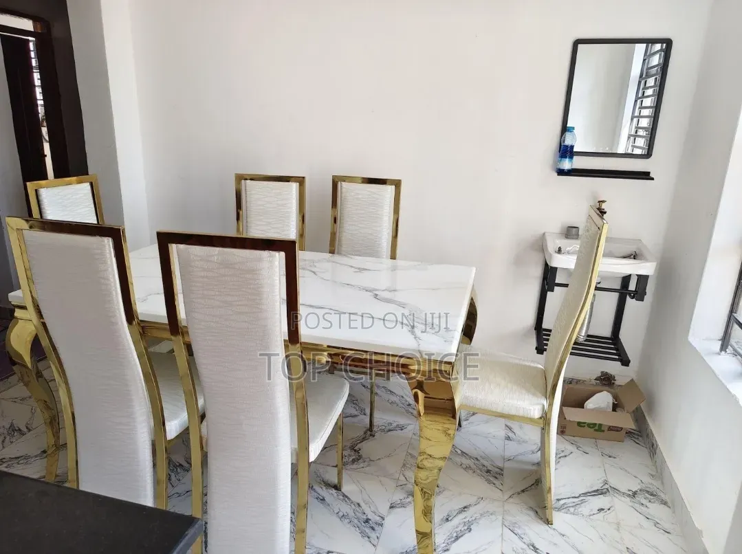 Six Seater Marble Dining Table Set