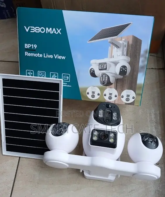 V380 Pro 4 Lens Solar PTZ Camera – 360° Outdoor Wireless CCTV