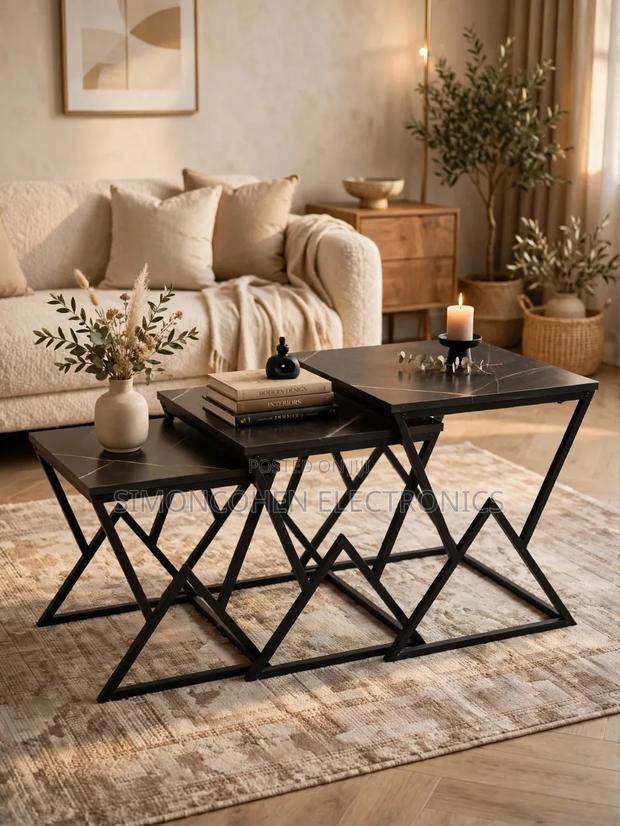 Modern 3 in 1 Executive Square Pure Marble Table - main view