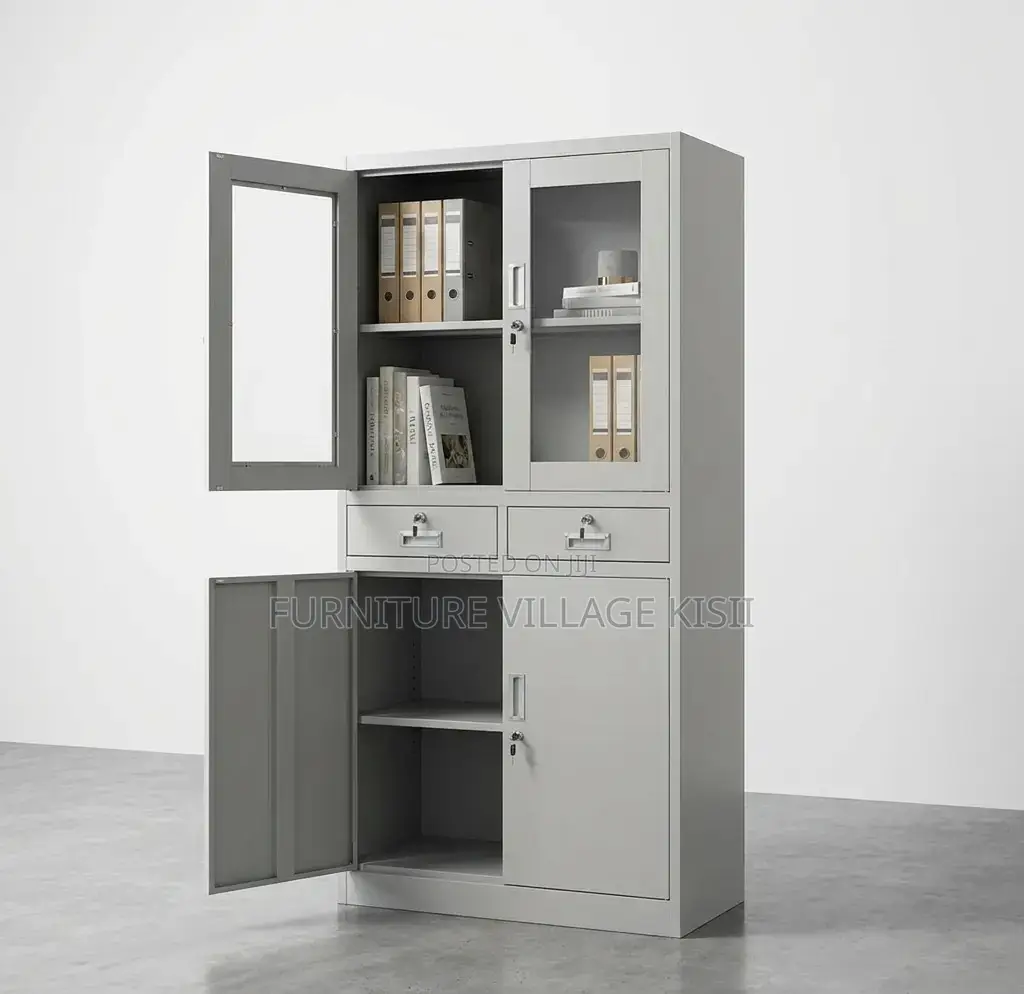 Office Cabinet; 2-Door Faling Cabinet Wit Middle Drawer.