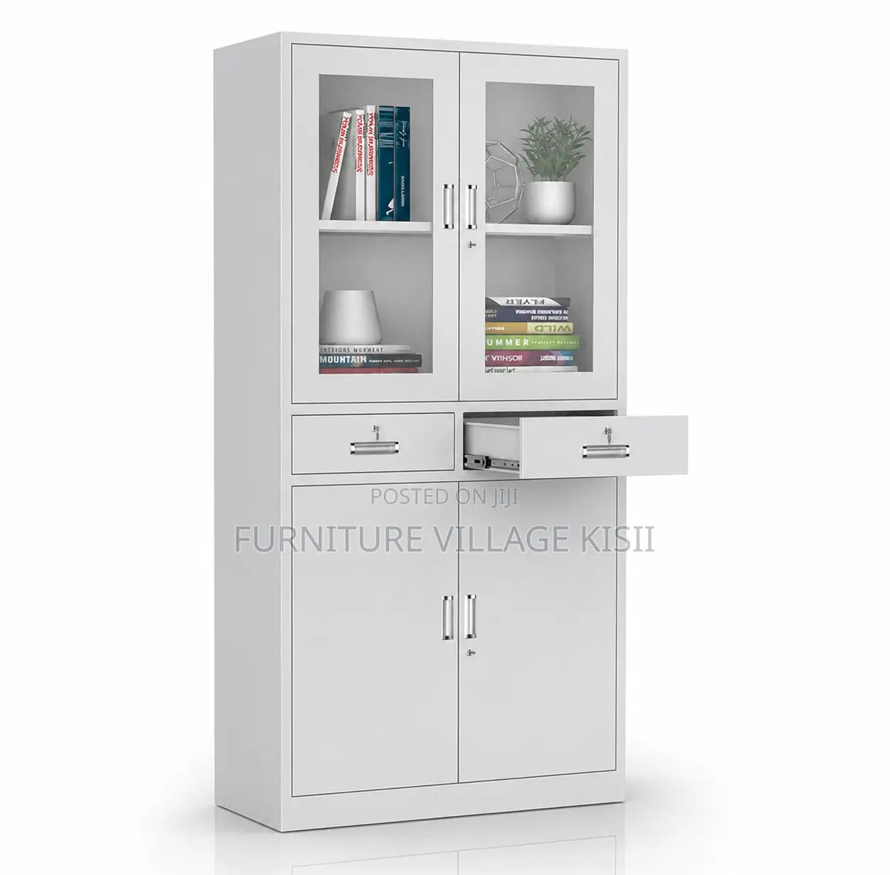 Office Cabinet; 2-Door Faling Cabinet Wit Middle Drawer.