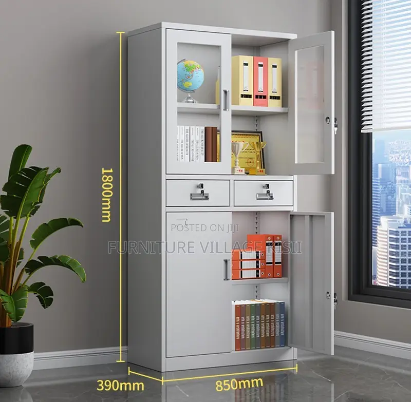 Office Cabinet; 2-Door Faling Cabinet Wit Middle Drawer.