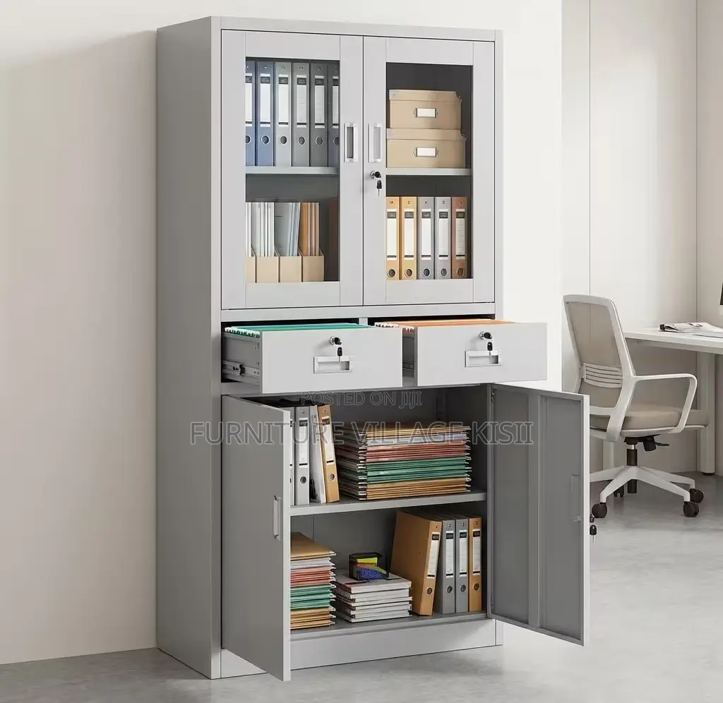 Office Cabinet; 2-Door Faling Cabinet Wit Middle Drawer.