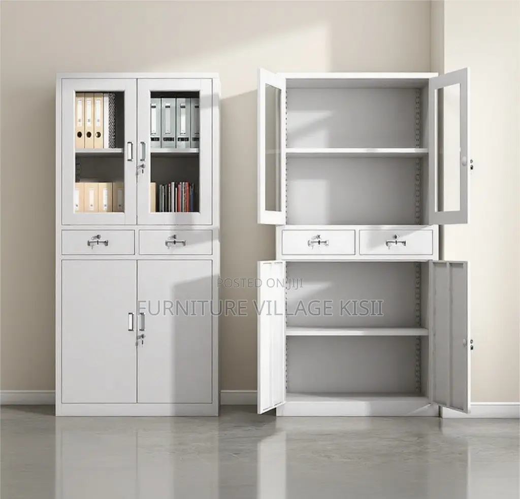 Office Cabinet; 2-Door Faling Cabinet Wit Middle Drawer.