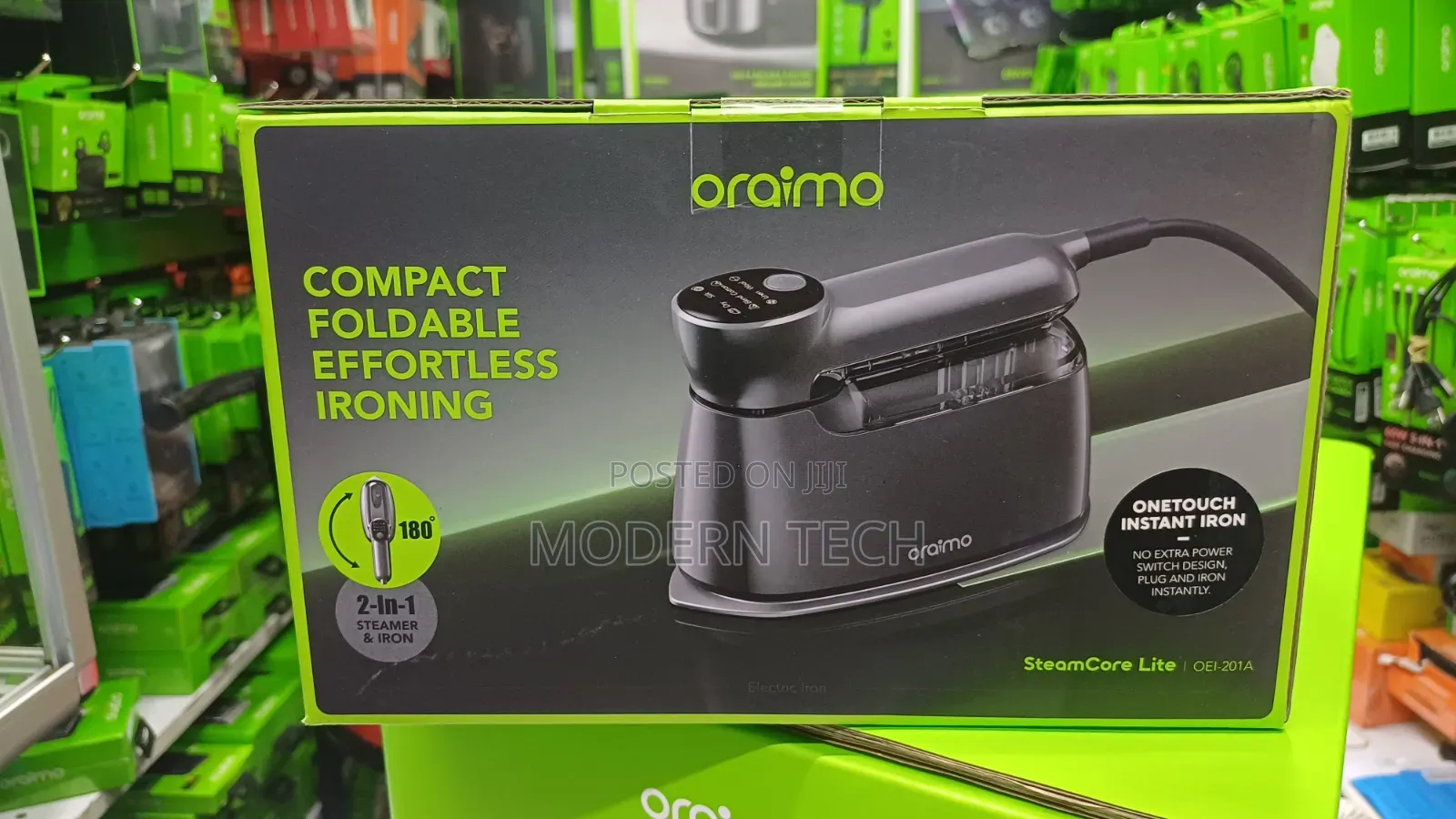 Oraimo Foldable Steam Iron – 180° Rotating Handle, 6 Modes