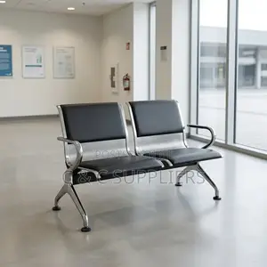 2-Seater Leather Padded Airport Bench.