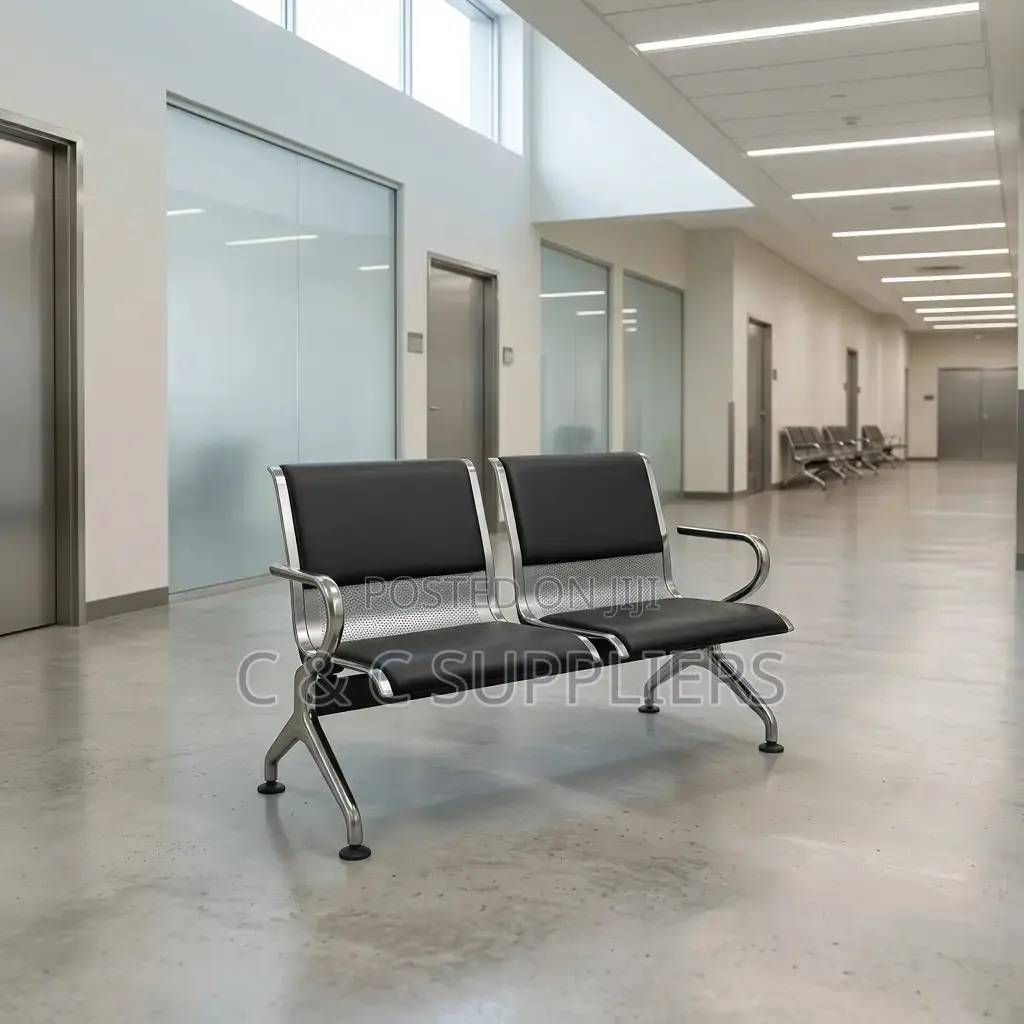 2-Seater Leather Padded Airport Bench.