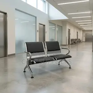 2-Seater Leather Padded Airport Bench.