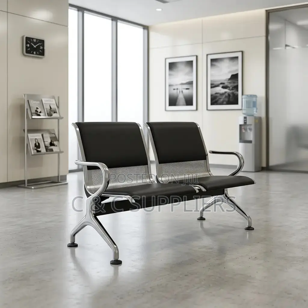 2-Seater Leather Padded Airport Bench.