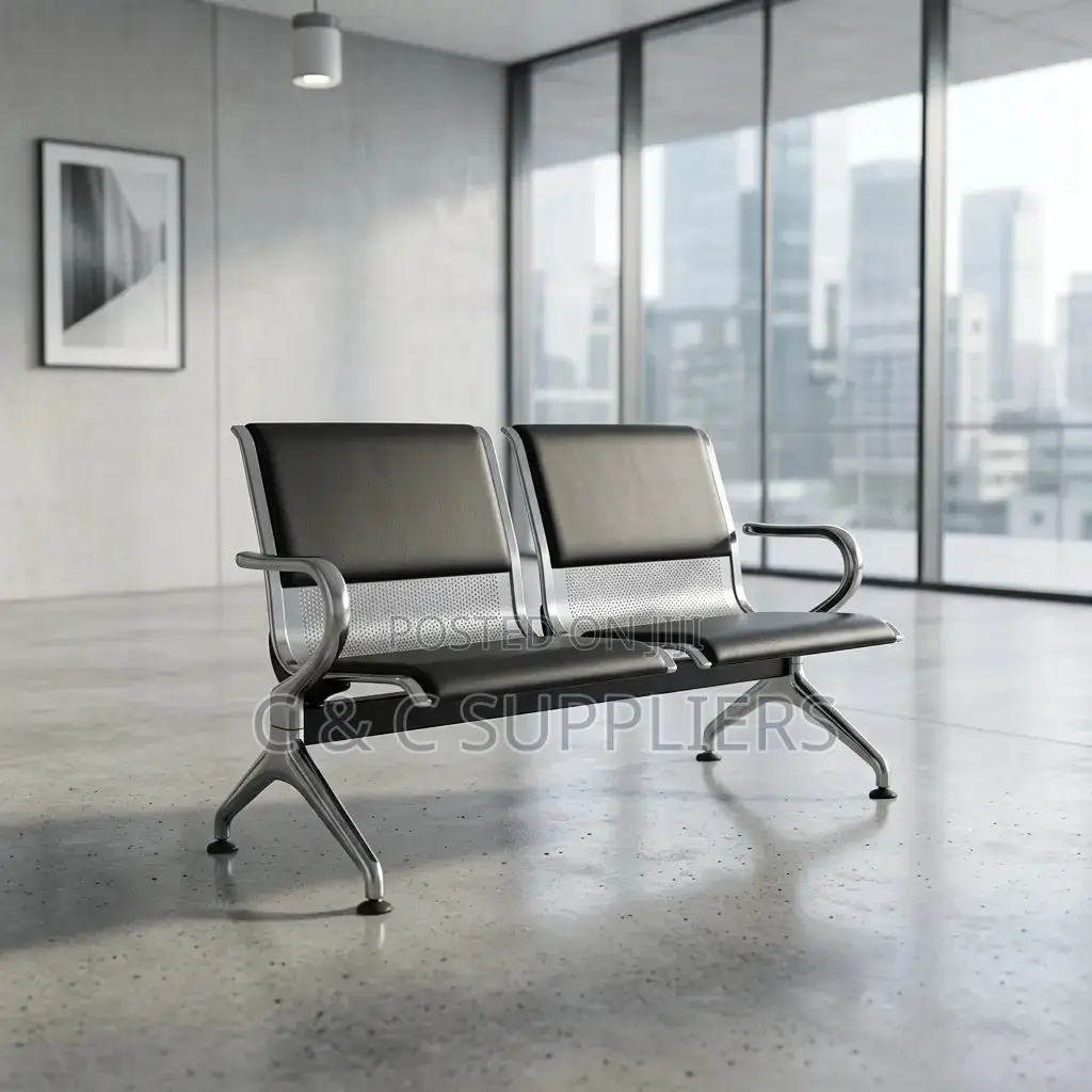 2-Seater Leather Padded Airport Bench.