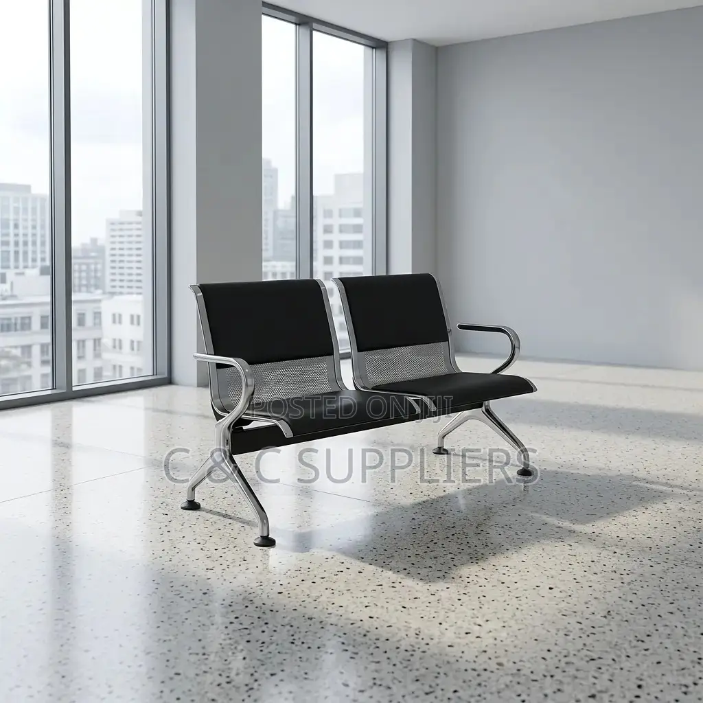 2-Seater Leather Padded Airport Bench.