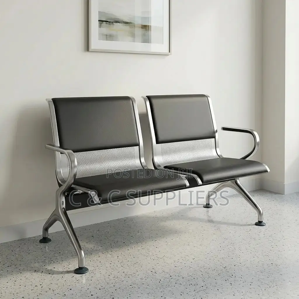 2-Seater Leather Padded Airport Bench.