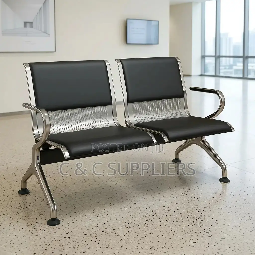 2-Seater Leather Padded Airport Bench.