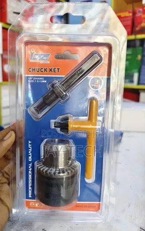 3-Piece Heavy Duty 1.5-13mm Keyed Drill Chuck Kit With 1/4" Shank