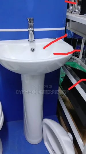 White Ceramic Pedestal Wash Basin,