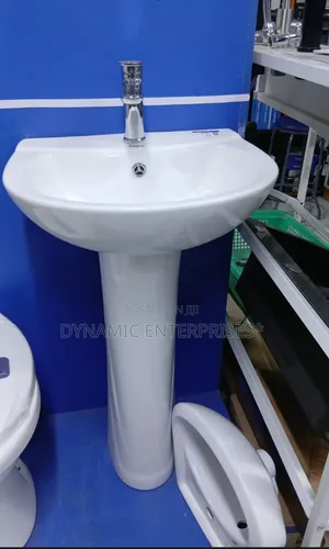White Ceramic Pedestal Wash Basin,