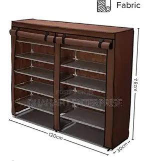 Double Column Fabric Shoe Rack – Holds 36 Pairs