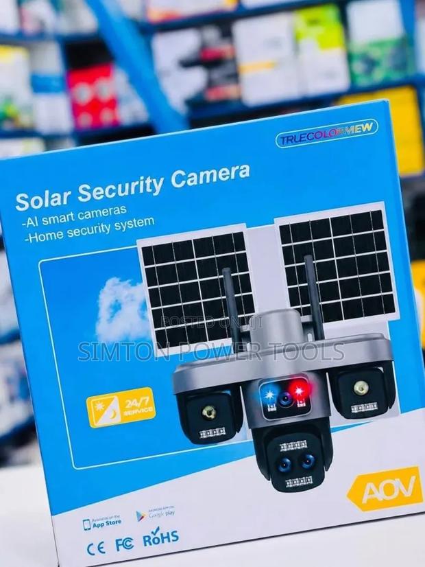 AOV (Always on Video) Multi-Lens Solar Security Camera, - main view