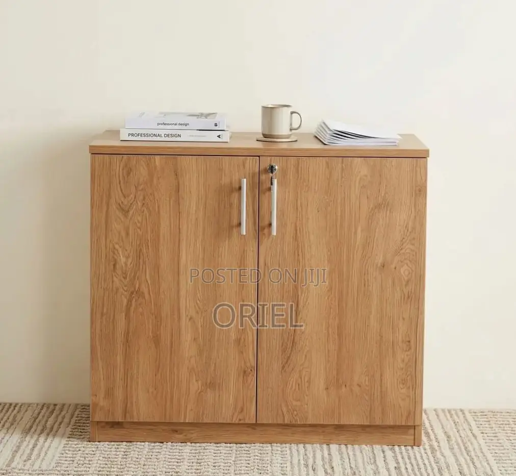 2-Door Office Credenza : Compact Wooden Storage Credenza Cabinet