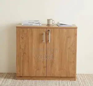 2-Door Office Credenza : Compact Wooden Storage Credenza Cabinet