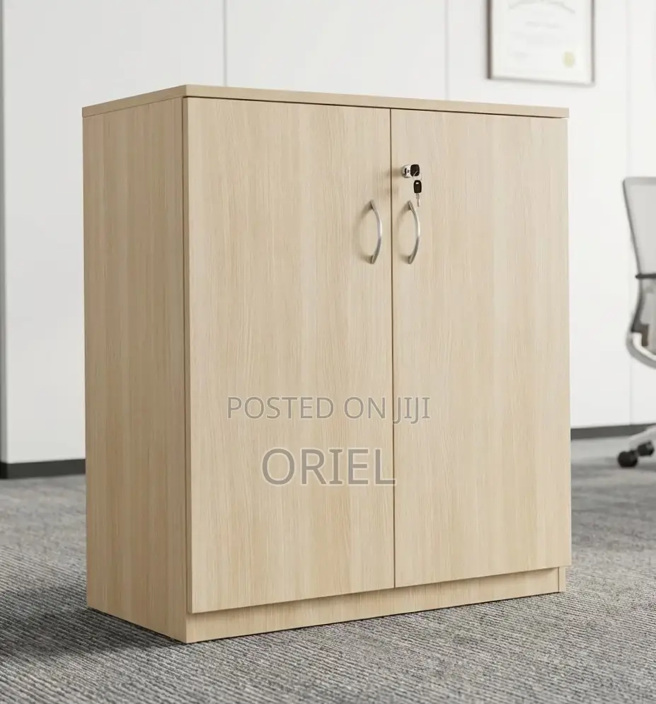 2-Door Office Credenza : Compact Wooden Storage Credenza Cabinet