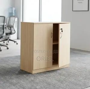 2-Door Office Credenza : Compact Wooden Storage Credenza Cabinet