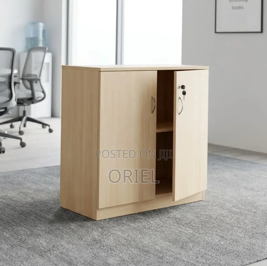 2-Door Office Credenza : Compact Wooden Storage Credenza Cabinet