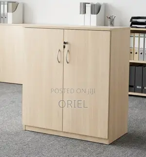 2-Door Office Credenza : Compact Wooden Storage Credenza Cabinet