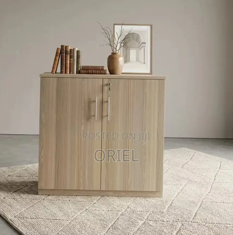 2-Door Office Credenza : Compact Wooden Storage Credenza Cabinet