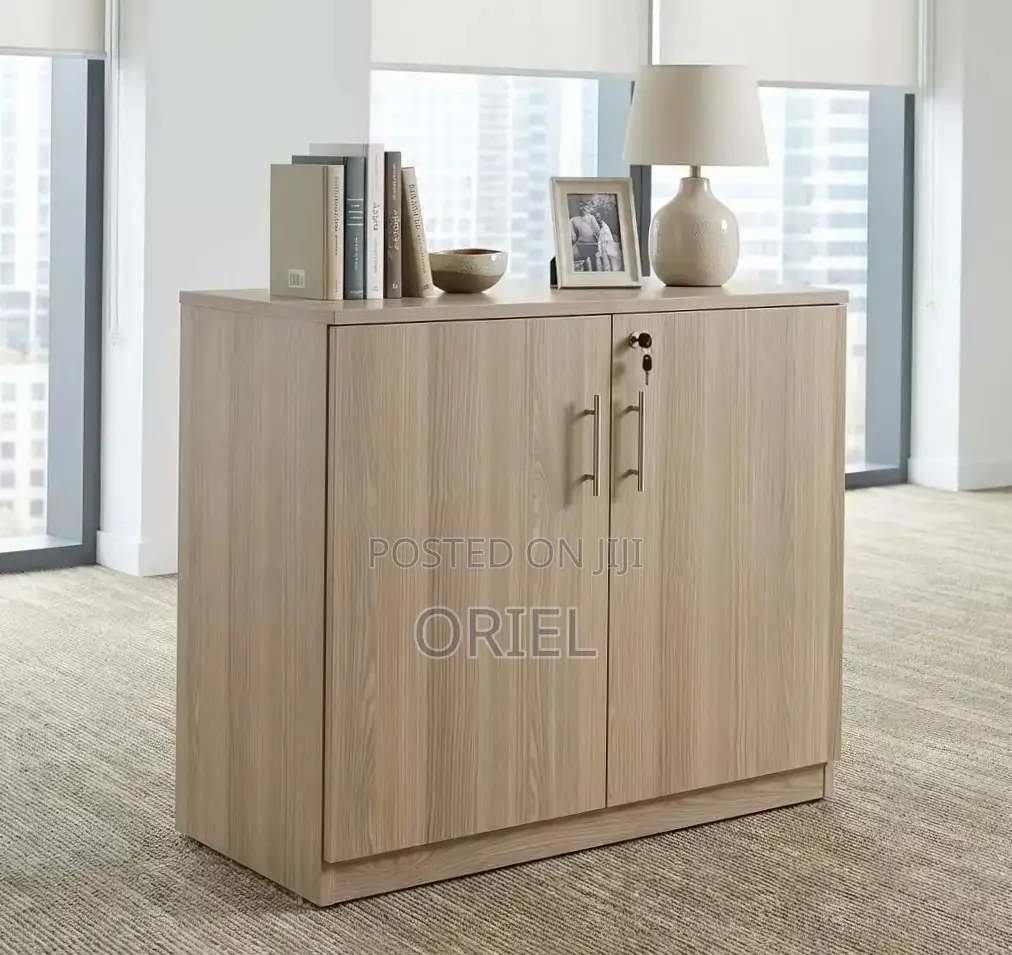 2-Door Office Credenza : Compact Wooden Storage Credenza Cabinet