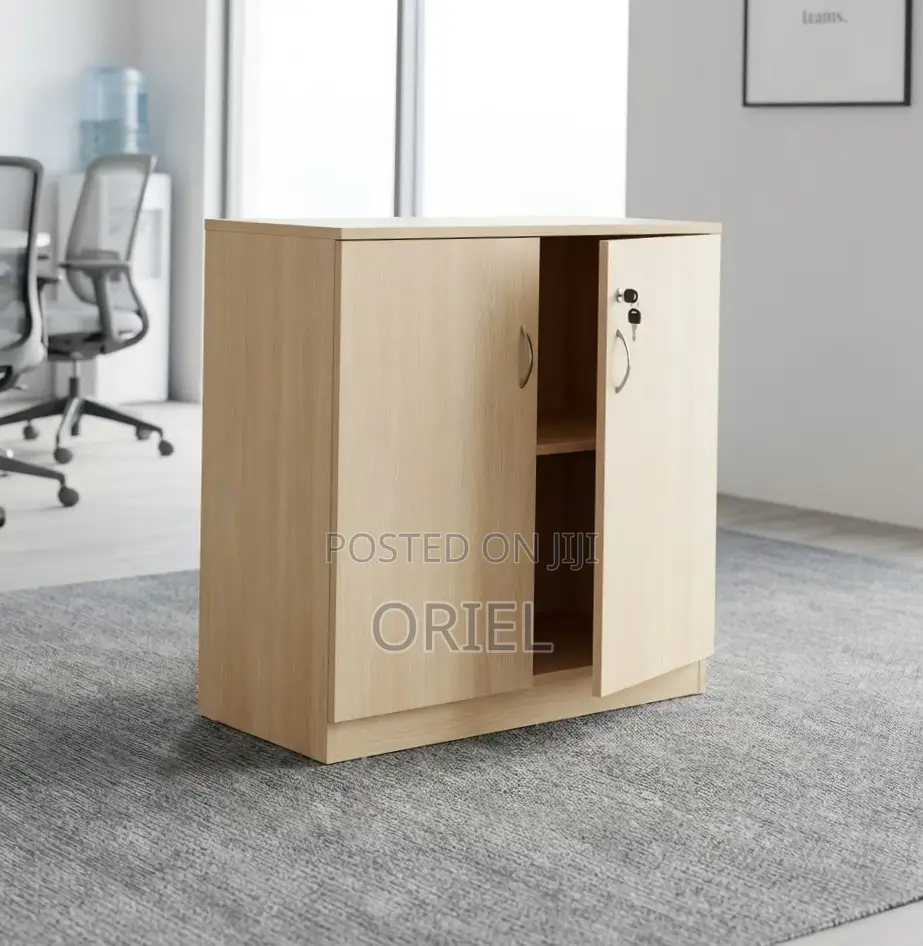 2-Door Office Credenza : Compact Wooden Storage Credenza Cabinet