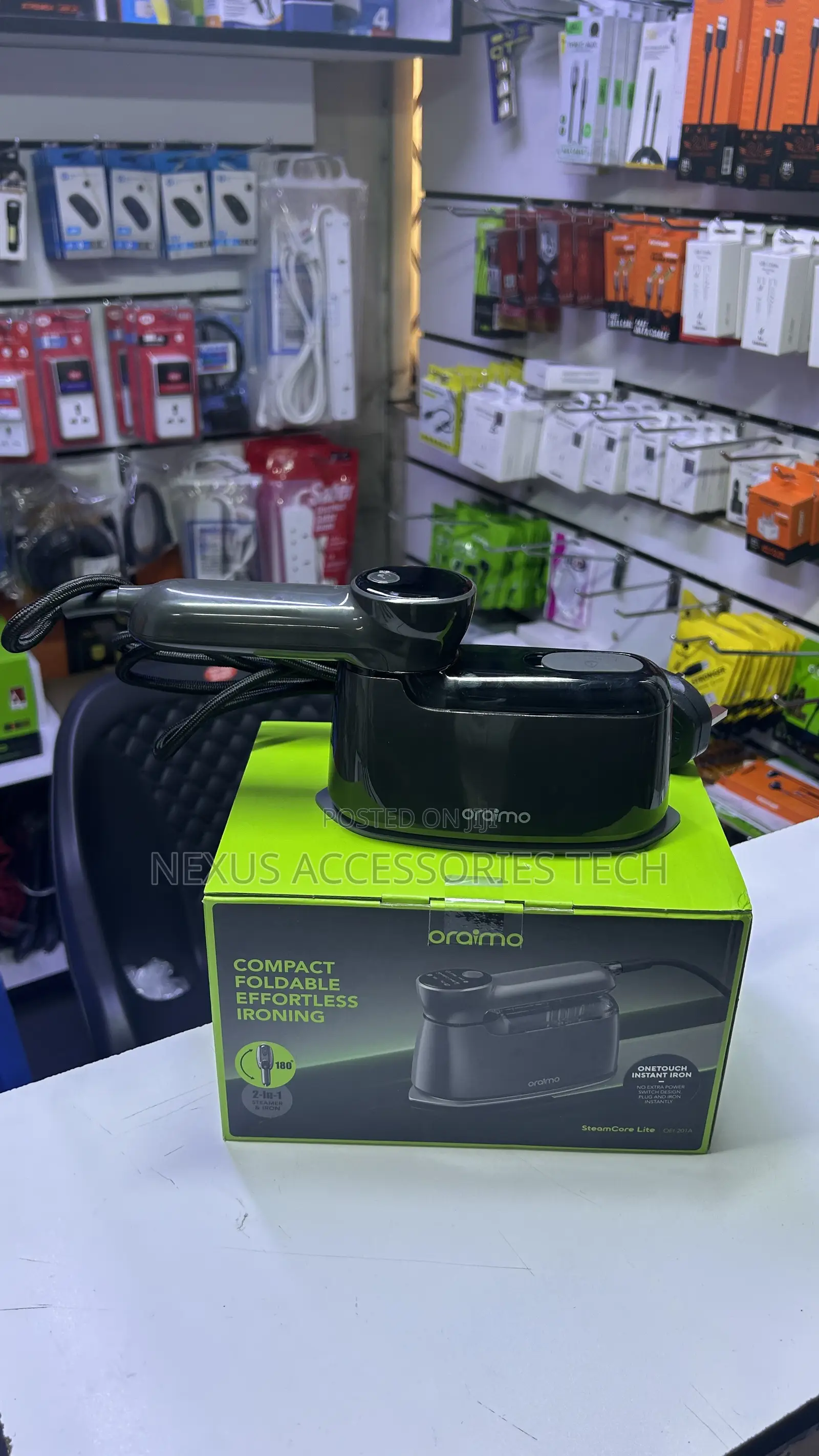 Oraimo 2-in-1 Foldable Steam Iron Box – Brand New, Sealed!