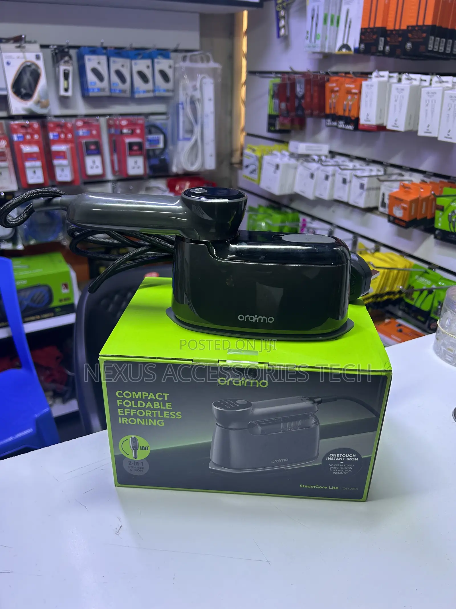 Oraimo 2-in-1 Foldable Steam Iron Box – Brand New, Sealed!