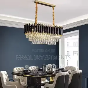  Black Gold Rectangular Chandelier
