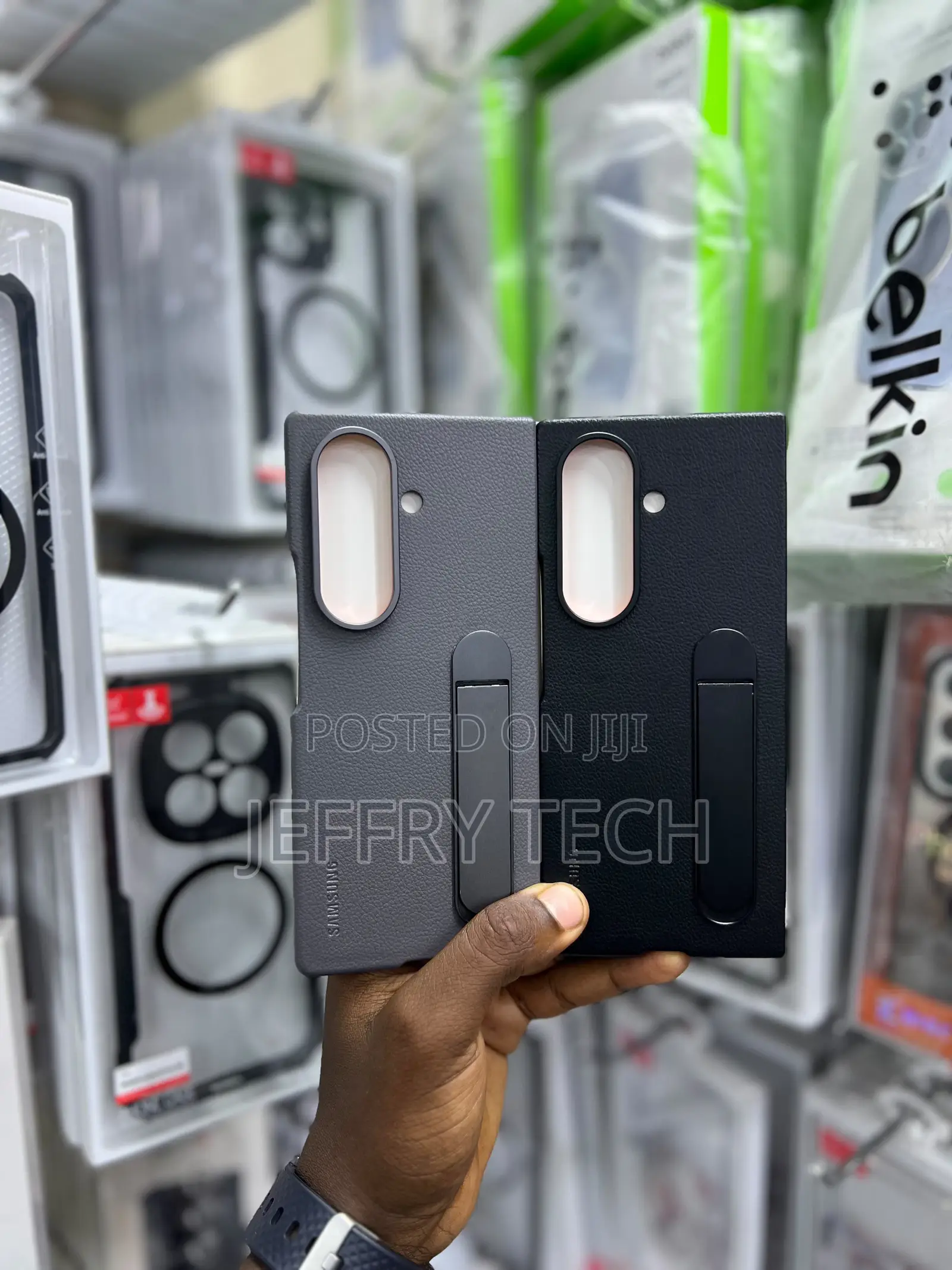 Samsung Galaxy Z Fold 7 Cases With Built-in Shown in Grey and Black